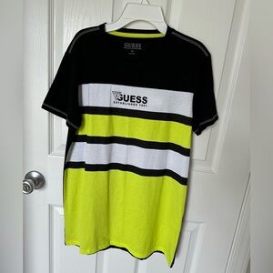 Guess Black and Neon Yellow Colorblock Tee